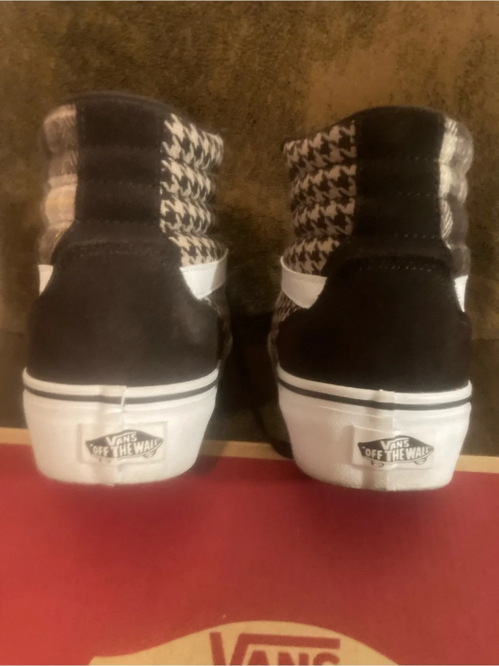Vans Filmore Hi Platform Brown White High-Top Sneakers Houndstooth and Plaid